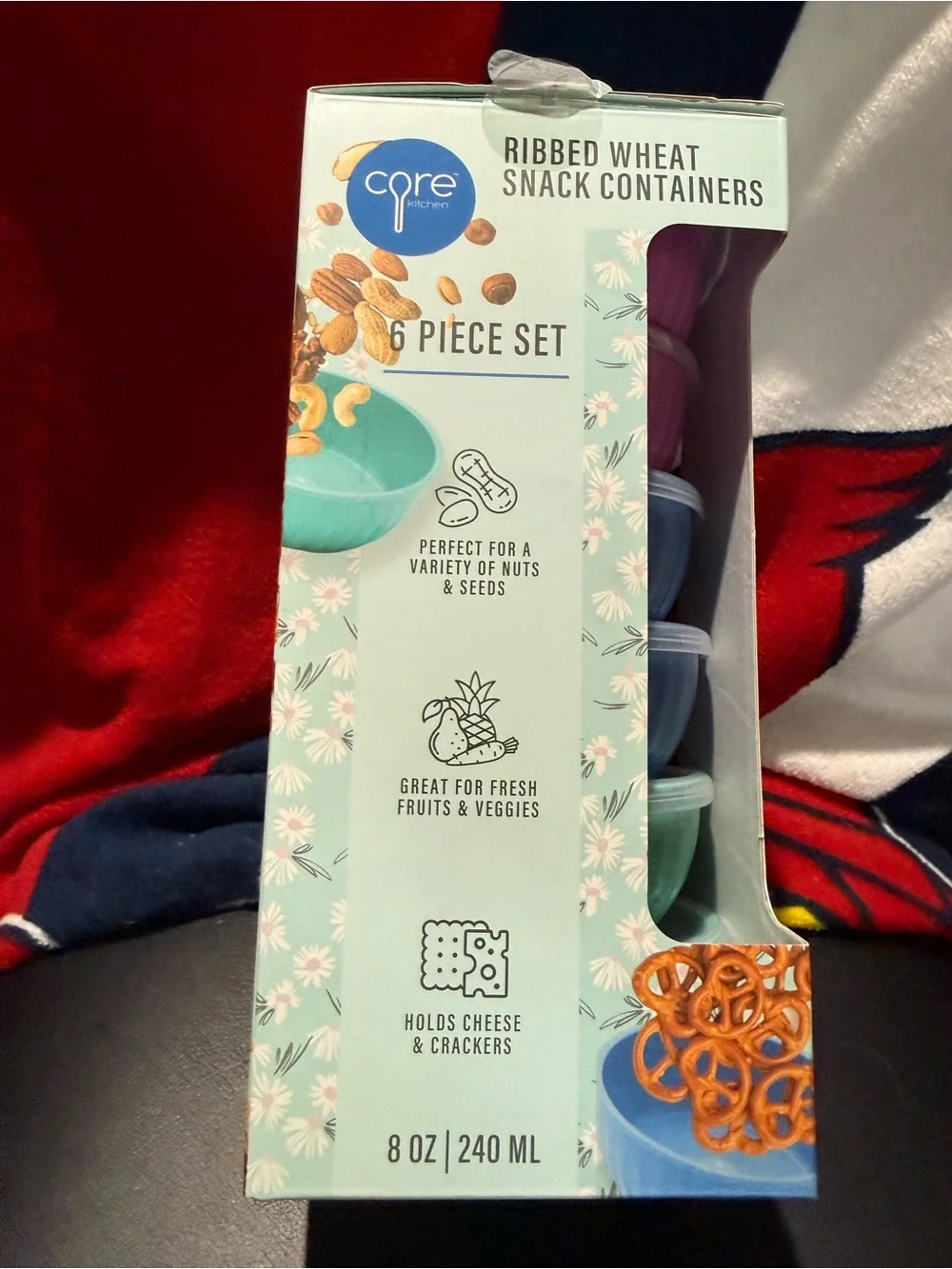 Core Ribbed Wheat Snack Containers - Multi Color Stackable Set